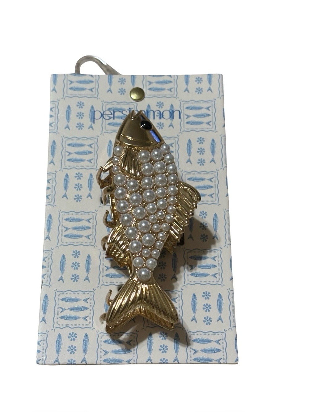 New Persimmon Fish claw clip - Gold Pearl fish hair clip